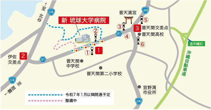 地図：琉球大学病院